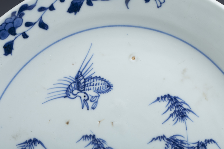 古玩陶瓷清康熙·青花飛鳴食宿紋盤拍賣,當前價格3000元