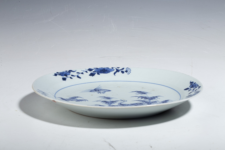 古玩陶瓷清康熙·青花飛鳴食宿紋盤拍賣,當前價格3000元