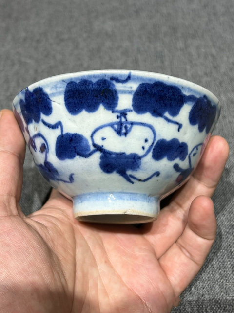 古玩陶瓷清中期青花茶碗拍賣,當前價格550元