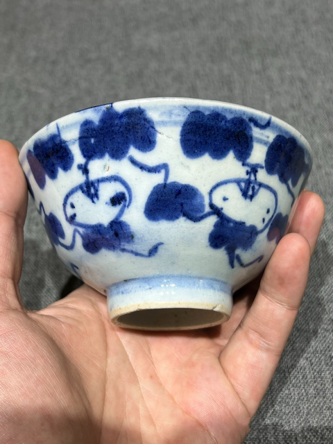 古玩陶瓷清中期青花茶碗拍賣,當前價格550元
