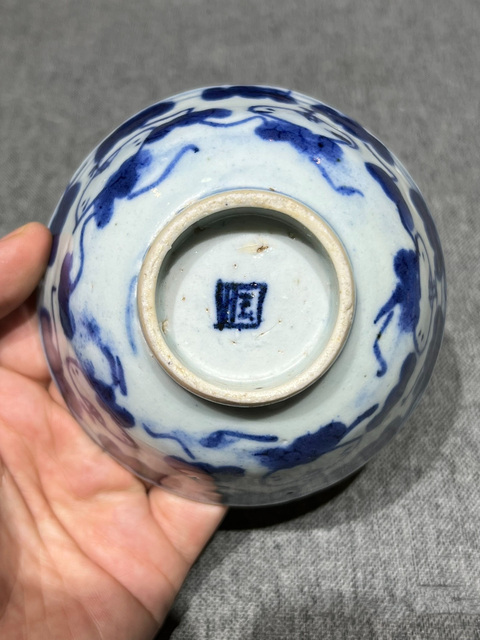 古玩陶瓷清中期青花茶碗拍賣,當前價格550元
