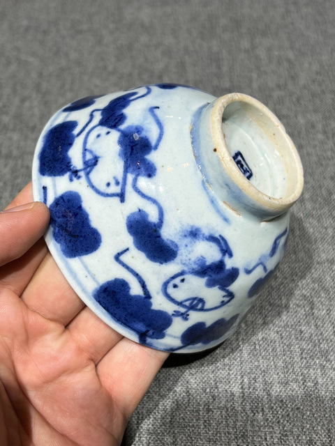 古玩陶瓷清中期青花茶碗拍賣,當前價格550元