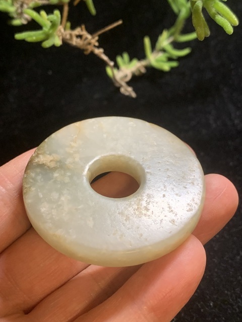 古玩玉器明代和田玉雕“素紋璧”拍賣，當前價格9500元