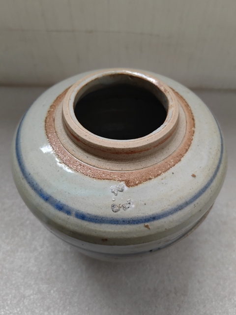 古玩陶瓷青花線條紋罐拍賣,當前價格720元