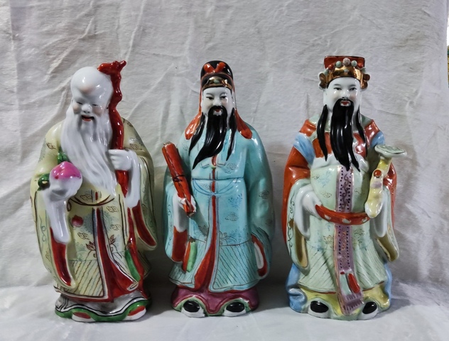 古玩陶瓷福祿壽三星人物塑像拍賣,當前價格788元