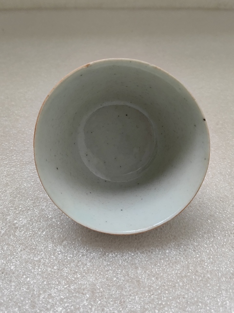 古玩陶瓷豆青釉仰鐘杯拍賣,當前價格550元