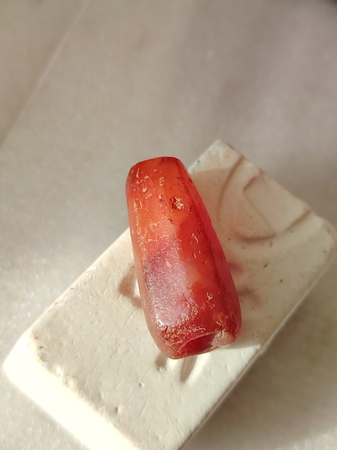 古玩玉器天然紅瑪瑙“多棱珠”吊墜拍賣，當前價格0元