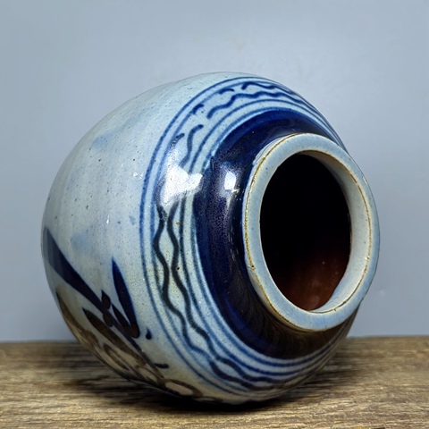 古玩陶瓷清代，磁州窯青花紋罐拍賣，當前價格550元