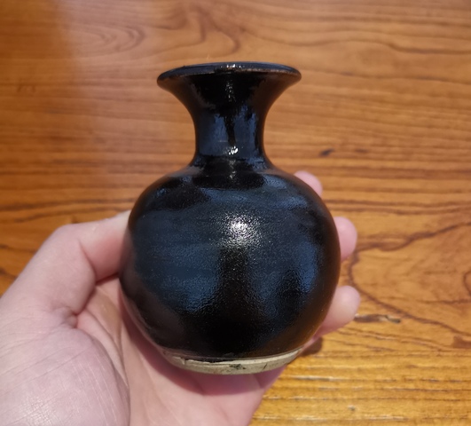 古玩陶瓷明黑釉撇口瓶拍賣,當前價格1288元