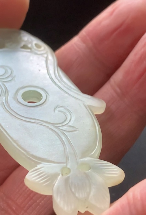古玩玉器清代天然翡翠雕“龍紋佩”拍賣，當(dāng)前價格42000元