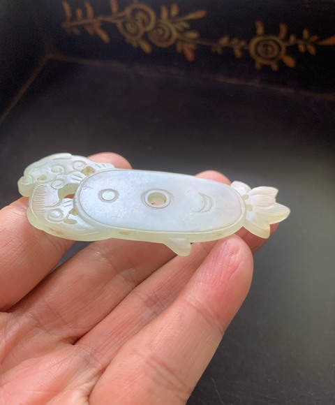 古玩玉器清代天然翡翠雕“龍紋佩”拍賣，當(dāng)前價格42000元