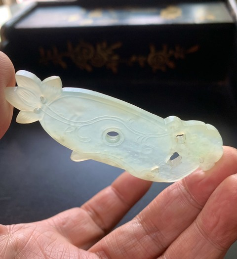 古玩玉器清代天然翡翠雕“龍紋佩”拍賣，當(dāng)前價格42000元