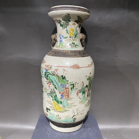 古玩陶瓷哥釉地鐵銹釉五彩瓶拍賣,當前價格12000元