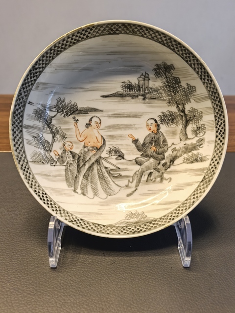 古玩陶瓷乾隆春宮墨彩礬紅西洋人物盤拍賣，當前價格1980元