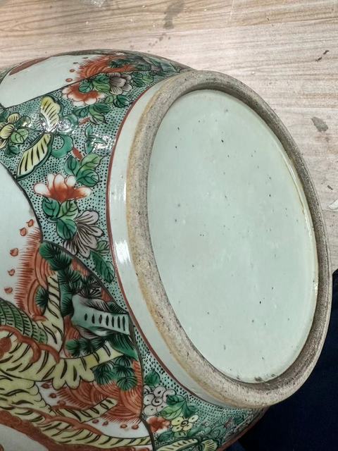 古玩陶瓷晚清五彩開光瑞獸大海碗⊙38厘米拍賣,當前價格28888元