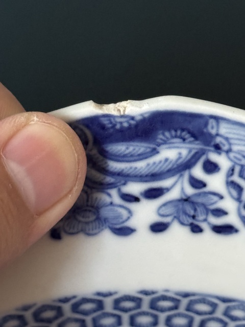 古玩陶瓷乾隆·青花山水樓閣紋八方盤真品鑒賞圖