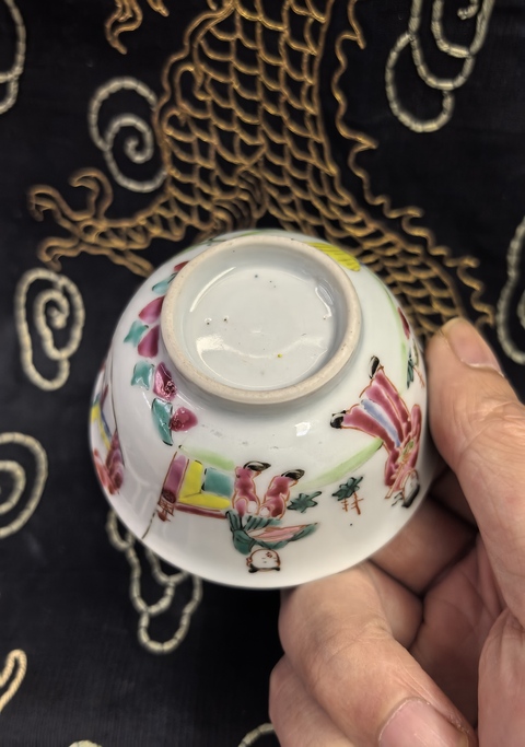 古玩陶瓷雍乾·粉彩人物故事紋杯碟一套真品鑒賞圖