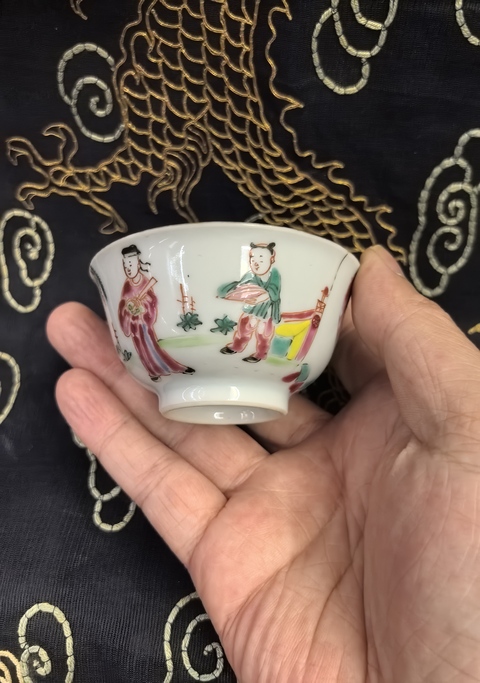 古玩陶瓷雍乾·粉彩人物故事紋杯碟一套真品鑒賞圖