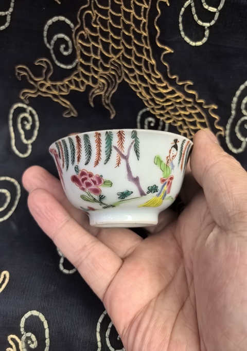 古玩陶瓷雍乾·粉彩人物故事紋杯碟一套真品鑒賞圖