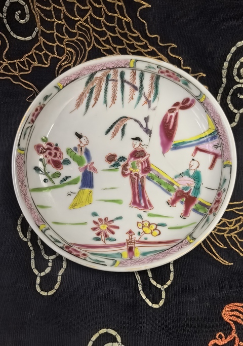 古玩陶瓷雍乾·粉彩人物故事紋杯碟一套真品鑒賞圖