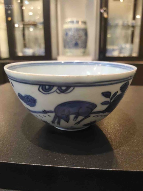 古玩陶瓷花鳥紋青花碗拍賣，當前價格8000元