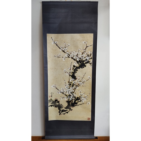 古玩字畫當代名家 王雪濤先生入室弟子 神童畫家 田雨霖先生 白梅圖 手工原裱立軸拍賣,當前價格2988元