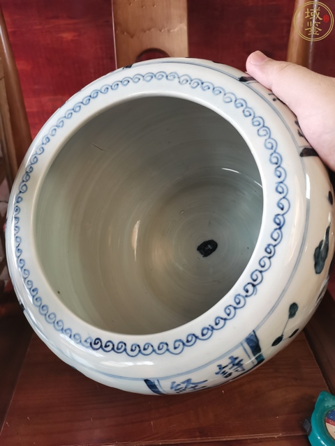 古玩陶瓷晚清民國青花魁星點斗卷缸拍賣,當前價格2390元
