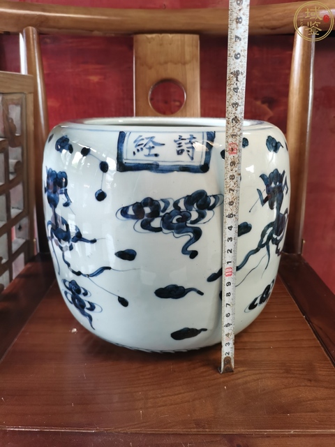 古玩陶瓷晚清民國青花魁星點斗卷缸拍賣,當前價格2390元