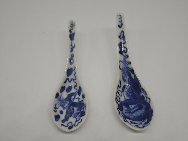 古玩陶瓷青花獅子滾繡球勺子2把拍賣,當前價格788元