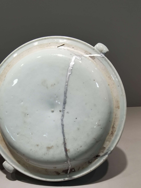 古玩陶瓷清乾隆細路山水紋青花溫盤拍賣,當前價格1588元