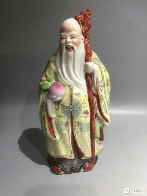 古玩陶瓷三星高照圖塑像拍賣,當前價格268元