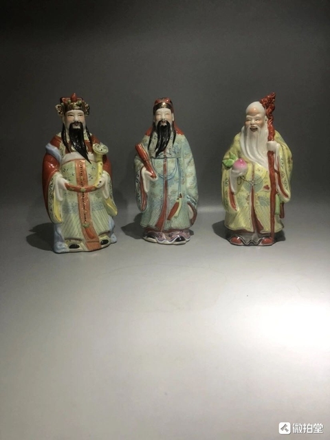 古玩陶瓷三星高照圖塑像拍賣,當前價格268元
