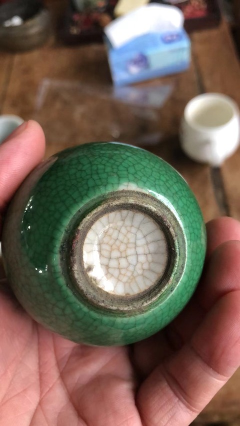 古玩陶瓷清中期綠哥釉天球瓶拍賣，當前價格8000元