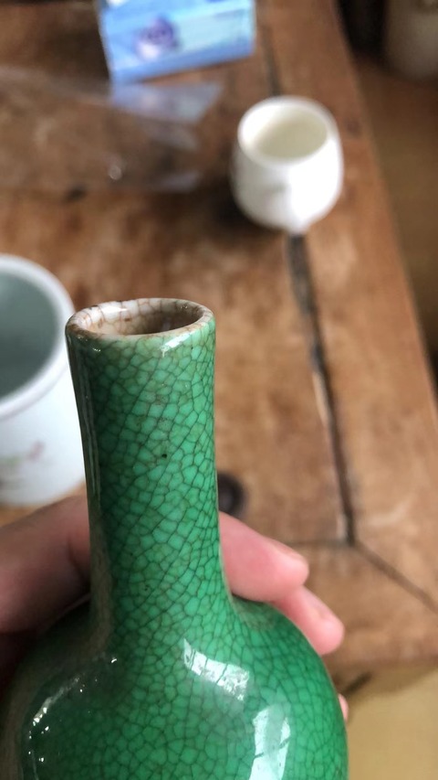 古玩陶瓷清中期綠哥釉天球瓶拍賣，當前價格8000元