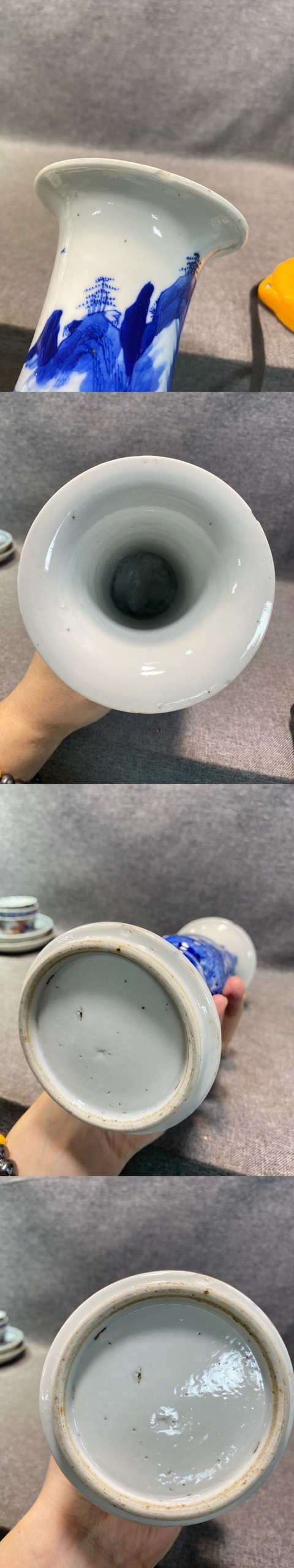 古玩陶瓷晚清 青花漁樵耕讀山水人物折戟花觚拍賣，當(dāng)前價(jià)格4577元