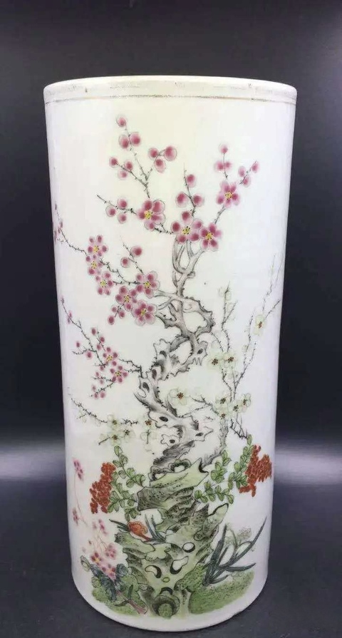古玩陶瓷花卉紋帽筒拍賣,當(dāng)前價格16800元