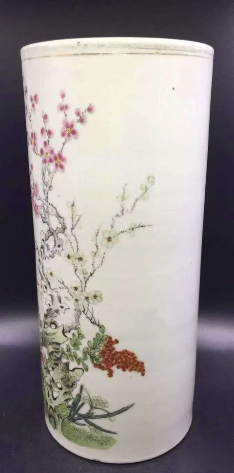 古玩陶瓷花卉紋帽筒拍賣,當(dāng)前價格16800元