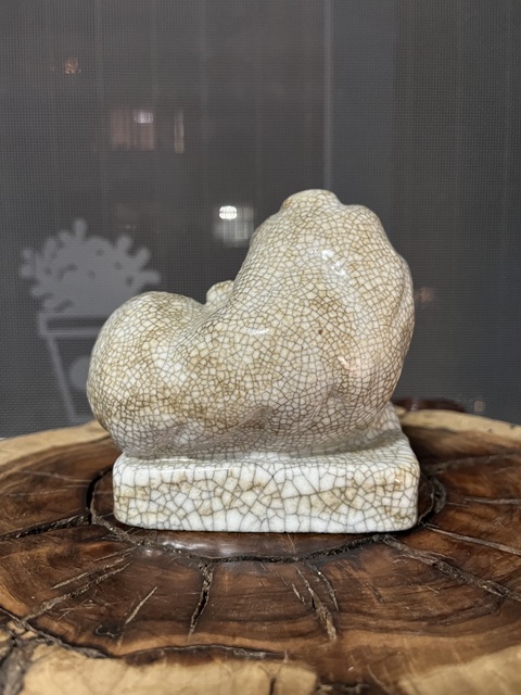 古玩陶瓷晚清哥釉獅子鎮紙拍賣，當前價格1200元