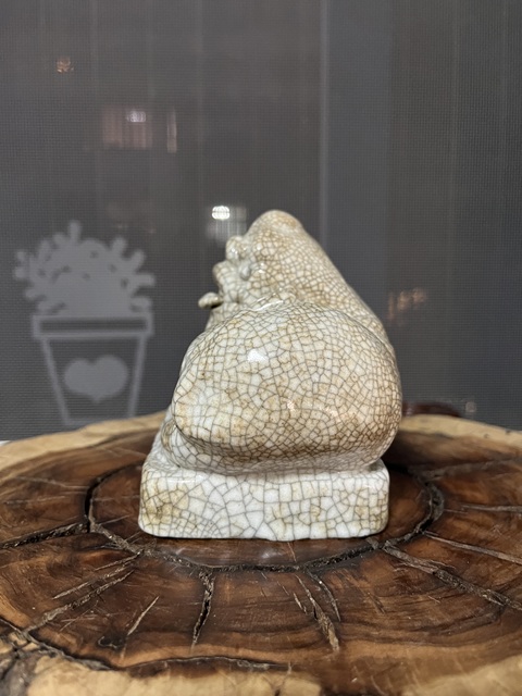 古玩陶瓷晚清哥釉獅子鎮紙拍賣，當前價格1200元