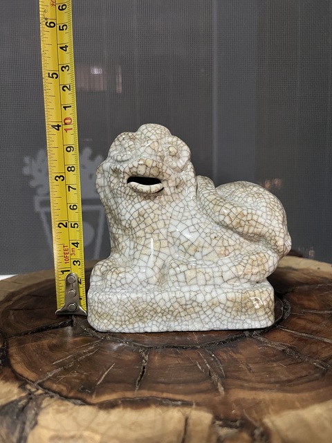 古玩陶瓷晚清哥釉獅子鎮紙拍賣，當前價格1200元