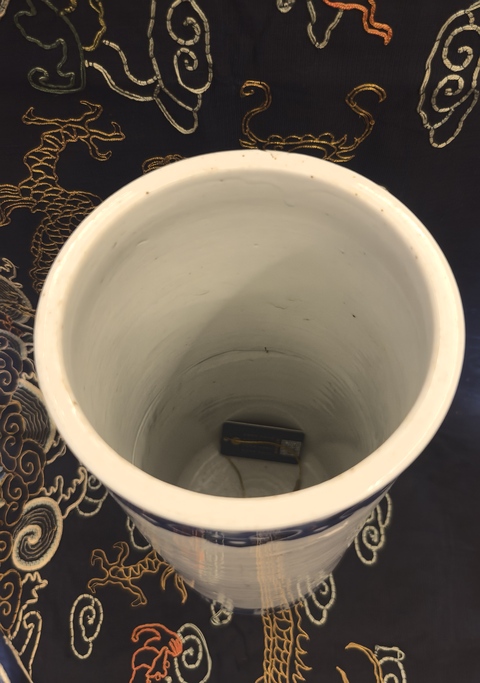 古玩陶瓷清晚期青花四大天王箭筒拍賣，當前價格13888元