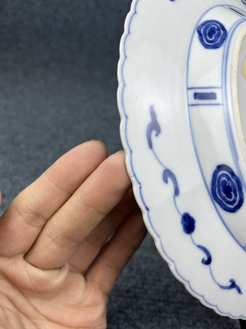 古玩陶瓷青花三娘教子嬰戲文花口盤拍賣,當前價格5888元