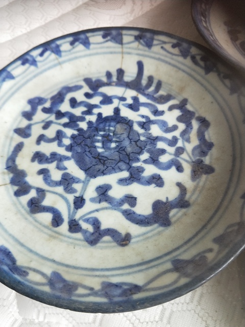 古玩陶瓷清中期青花盤拍賣,當前價格180元