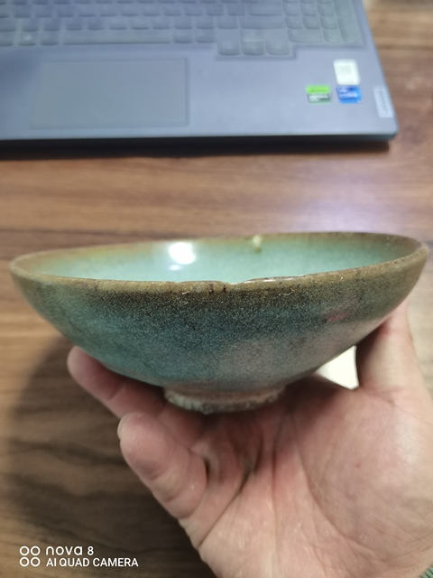 古玩陶瓷元·鈞窯天藍釉碗真品鑒賞圖