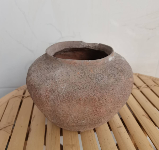 古玩陶瓷灰陶網格紋罐拍賣,當前價格1600元