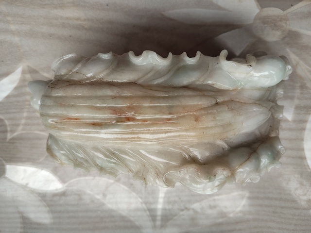古玩玉器翡翠雕“白菜”擺件拍賣(mài)，當(dāng)前價(jià)格12880元