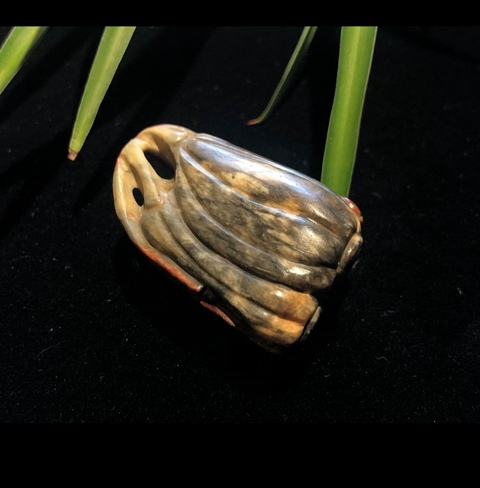 古玩玉器收藏級明代和田玉雕“福意綿綿”瓜果墜拍賣，當前價格46000元