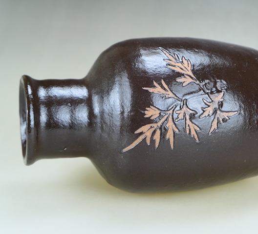 古玩陶瓷精品:明清吉州窯系黑釉刻花棒槌瓶拍賣,當前價格1288元