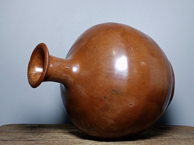 古玩陶瓷明代磁州窯紫金釉撇口瓶拍賣，當前價格288元