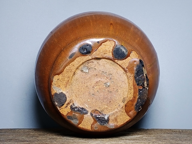 古玩陶瓷明代磁州窯紫金釉撇口瓶拍賣，當前價格288元